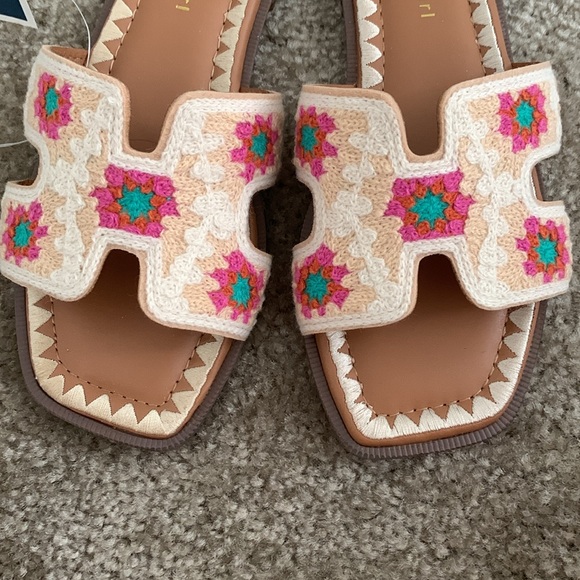 Madden Girl Colorful Embroidered Sandals - Cream and Pink - Picture 4 of 4